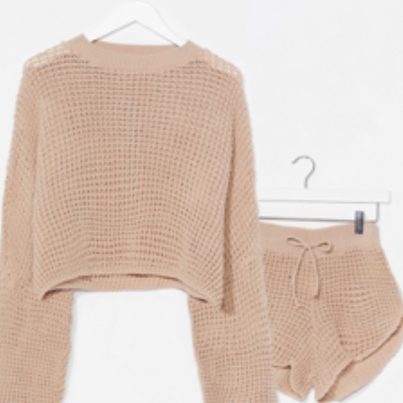 Nasty Gal Other - Nasty gal knit set in oatmeal color size large NWT